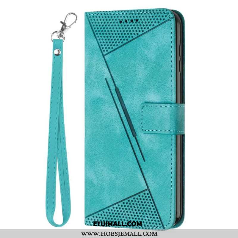 Etui Folio iPhone 16 Pro Max Geometryczny Wzór Paska Etui Ochronne