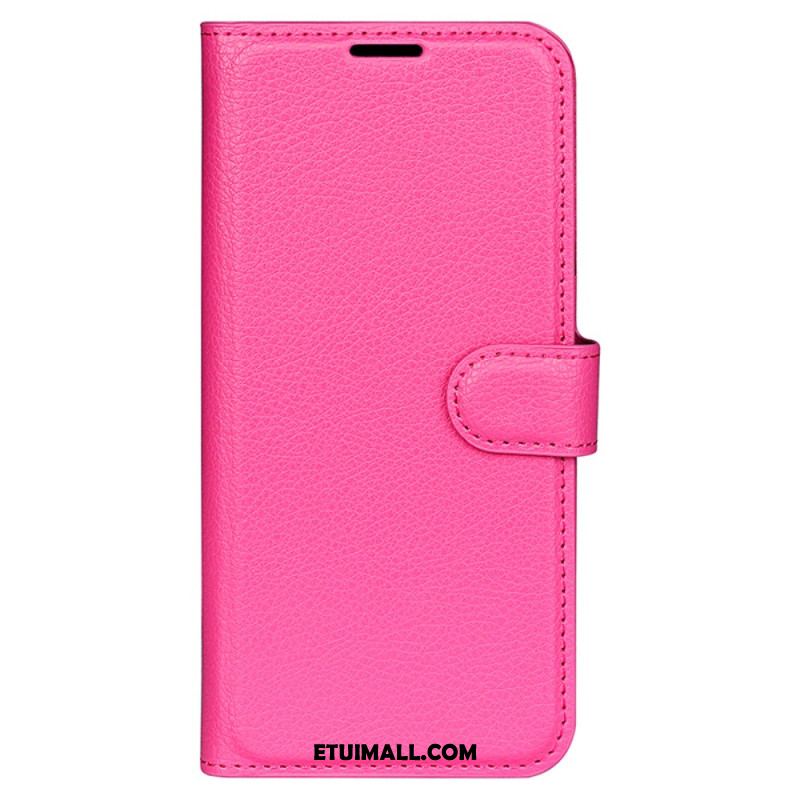 Etui Folio iPhone 16 Pro Max Klasyczna Sztuczna Skóra Litchi Etui Ochronne