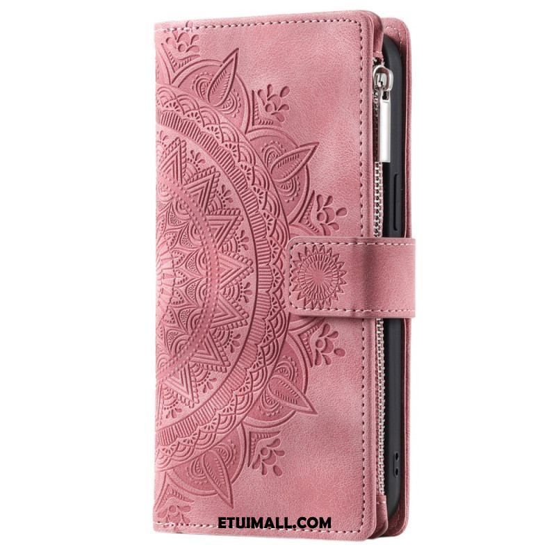 Etui Folio iPhone 16 Pro Portfel Z Efektem Zamszu W Kształcie Mandali Etui Ochronne