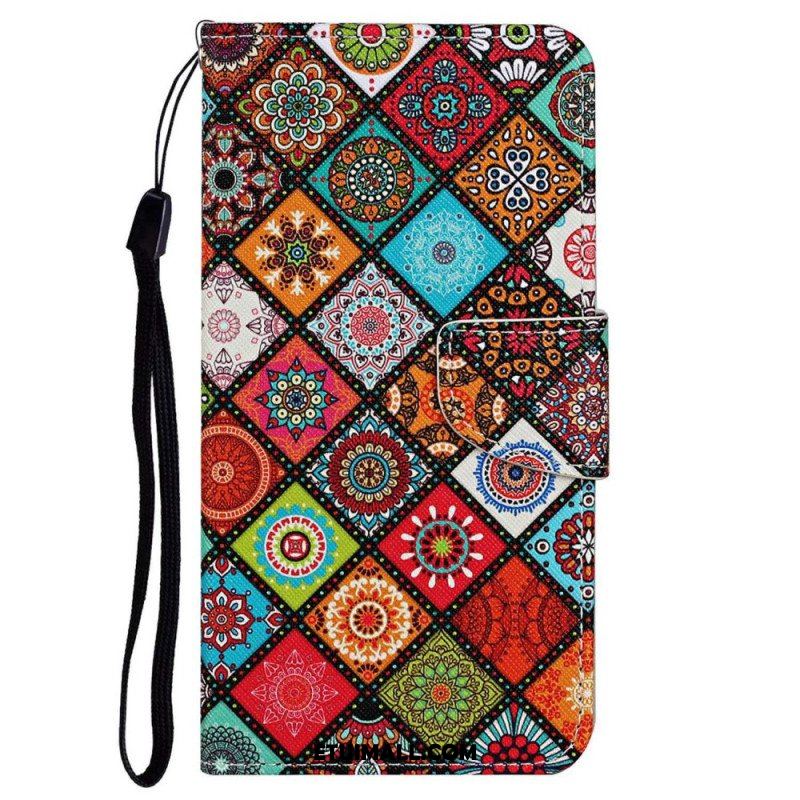 Etui Na Telefon Pokrowce do Poco X4 Pro 5G z Łańcuch Pasiasty Patchwork