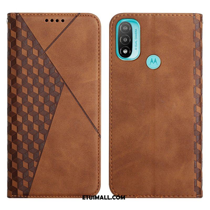 Etui Na Telefon do Moto E40 / E30 / E20 Etui Folio Efekt Geo Skóry