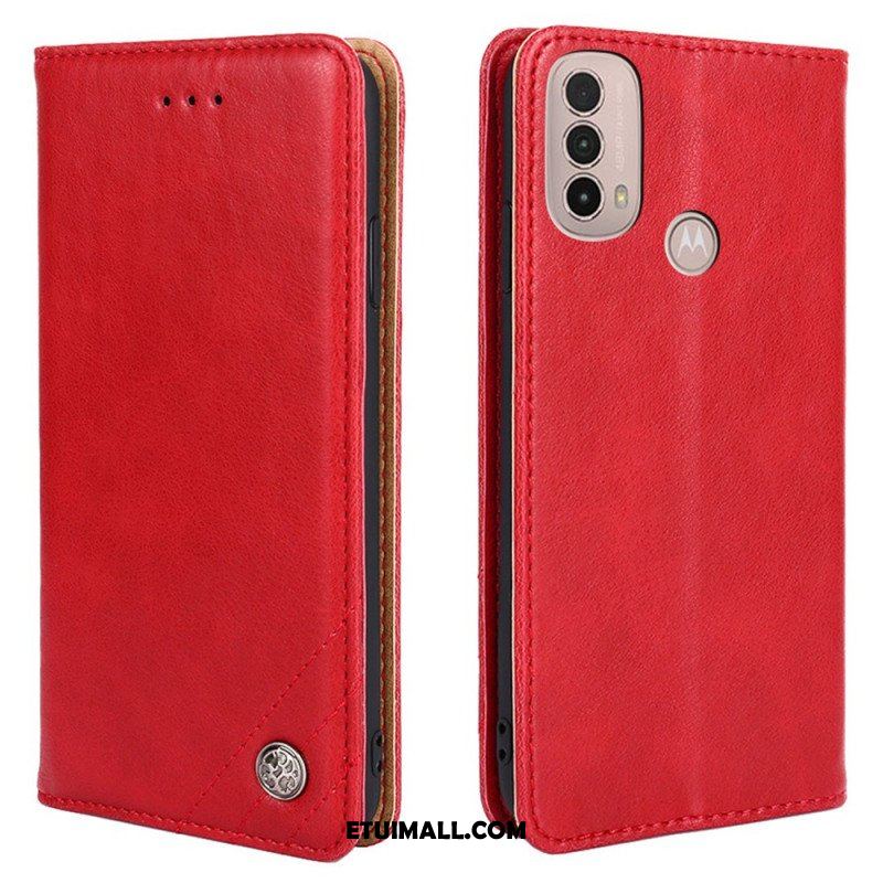 Etui Na Telefon do Moto E40 / E30 / E20 Etui Folio Stylowy Skórzany Nit