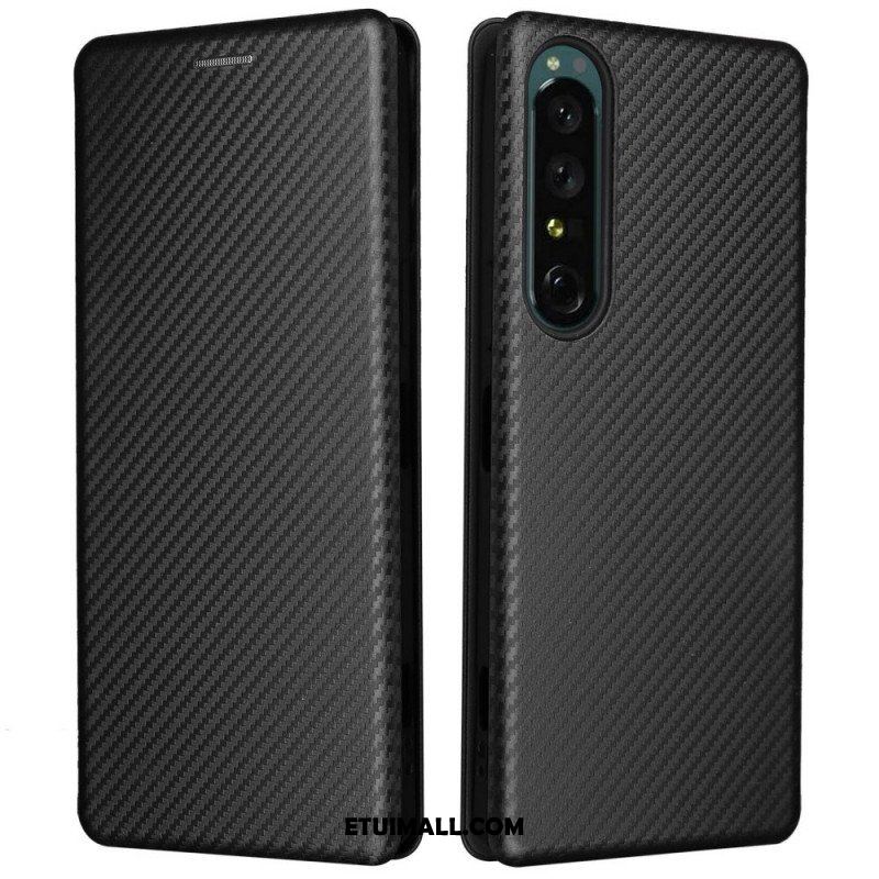 Etui Na Telefon do Sony Xperia 1 IV Etui Folio Tekstura Włókna Węglowego