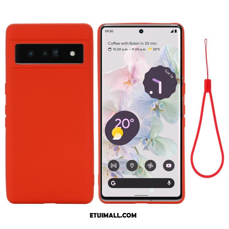 Etui do Google Pixel 7 z Łańcuch Płynny Silikon W Paski