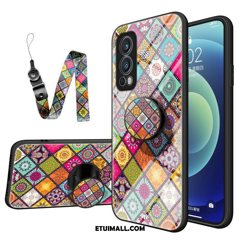 Etui do OnePlus Nord 2 5G Patchworkowy Uchwyt Magnetyczny