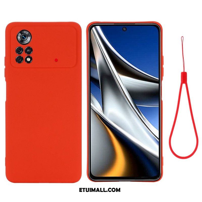 Etui do Poco X4 Pro 5G z Łańcuch Płynny Silikon W Paski