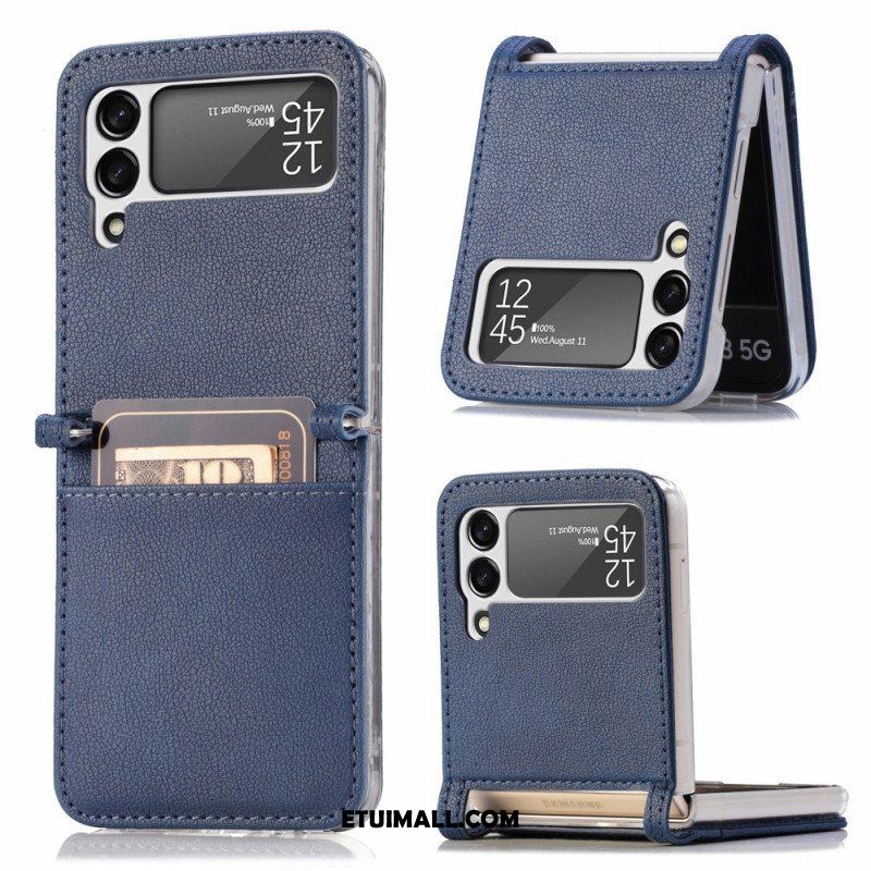 Etui do Samsung Galaxy Z Flip 3 5G Etui Folio Posiadacz Karty Ze Skóry Teksturowanej