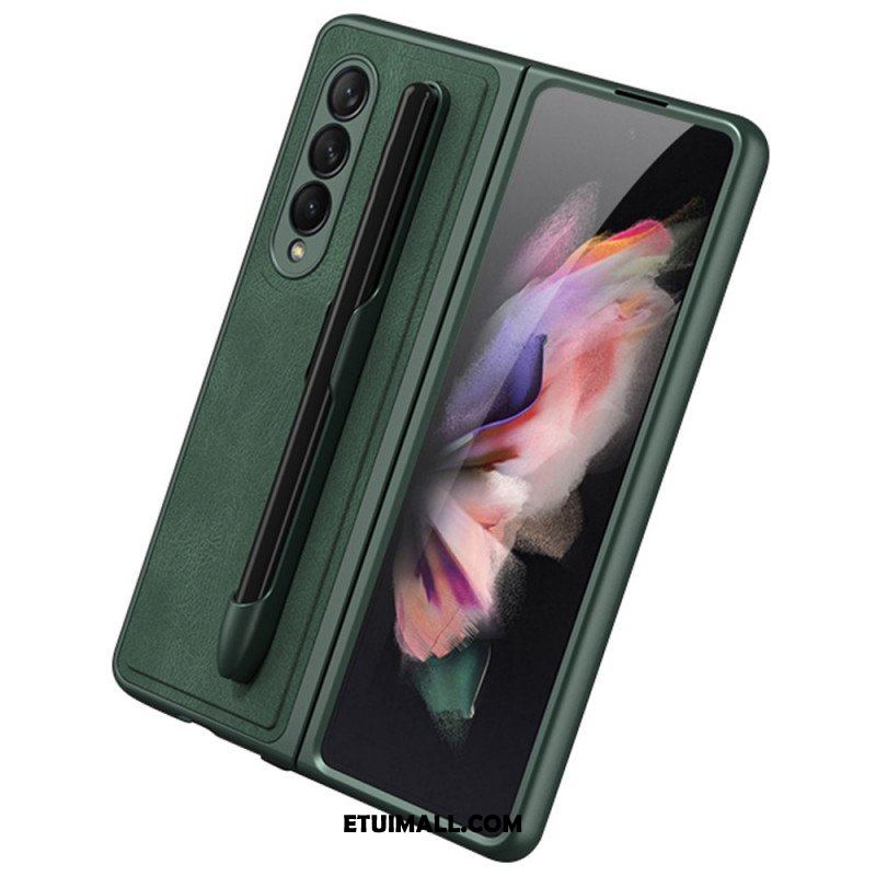 Etui do Samsung Galaxy Z Fold 3 5G Uchwyt Na Rysik Z Efektem Skóry Gkk