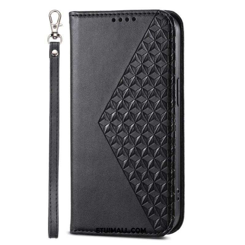 Flip Kotelot Xiaomi 14 Diamentowy Wzór 3d Z Paskiem Etui Ochronne