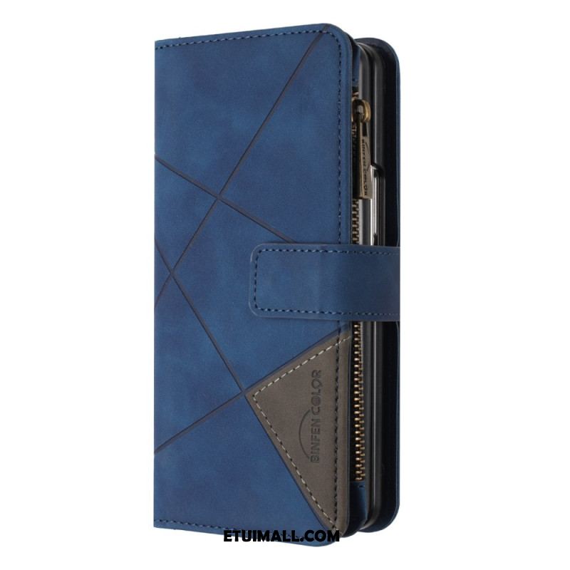 Skórzany Futerał Samsung Galaxy Z Fold 6 Etui Na Telefon Portfel W Geometrii Binfen Color