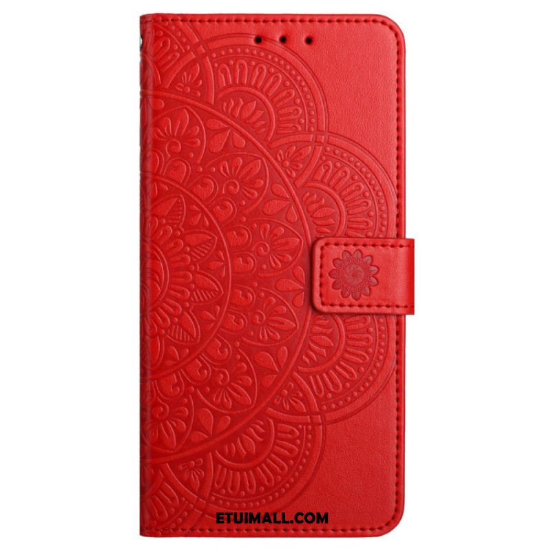 Skórzany Futerał Xiaomi Redmi Note 13 Pro 5g Etui Na Telefon Drukowana Mandala Z Paskiem