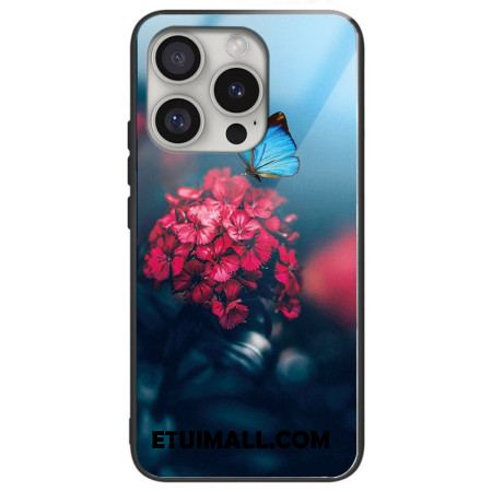 Etui Do iPhone 16 Pro Kwiaty I Motyle Ze Szkła Hartowanego