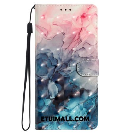 Etui Folio Do Oppo A98 5g Różowy I Niebieski Marmur Z Paskiem