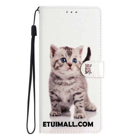 Etui Folio Do Oppo A98 5g Słodki Kot Z Paskiem