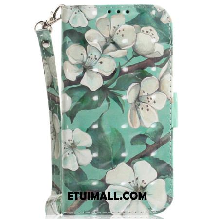 Etui Folio Do Oppo Reno 12 5g Akwarela Kwiaty Z Paskiem