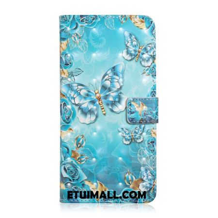 Etui Folio Do Samsung Galaxy A16 5g Niebieskie Motyle I Diamenty