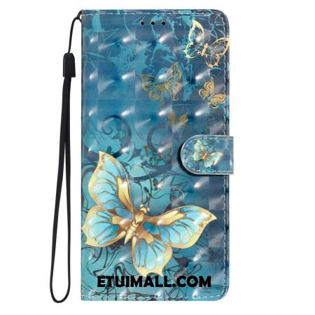 Etui Folio Do Samsung Galaxy A16 5g Zielone I Złote Motyle