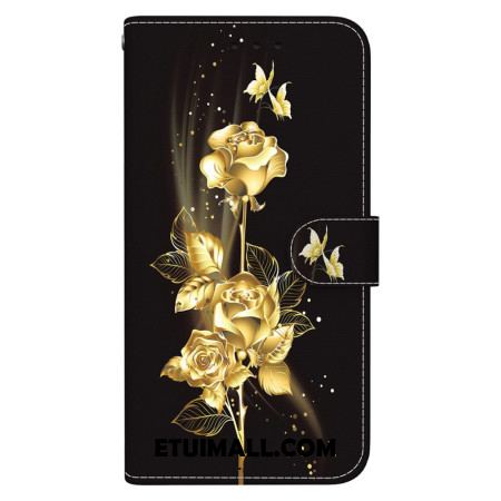 Etui Folio Do Samsung Galaxy A16 5g Złoty I Różowy Motyl