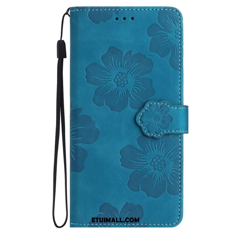 Etui Folio Do Samsung Galaxy S24 5g Drukowane Kwiaty Z Paskiem