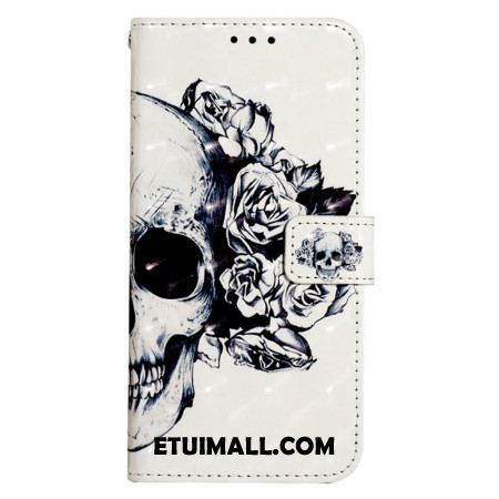 Etui Folio Do Samsung Galaxy S24 5g Kwiatowa CZaszka Z Paskiem