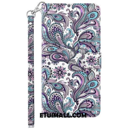 Etui Folio Do Samsung Galaxy S24 5g Wzór Paisley Z Paskiem