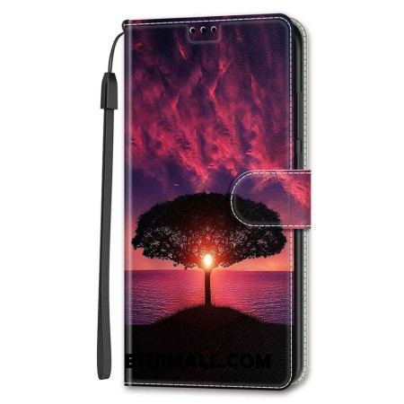 Etui Folio Do Samsung Galaxy S24 Plus 5g CZarne Drzewo O Zachodzie Słońca Z Paskiem