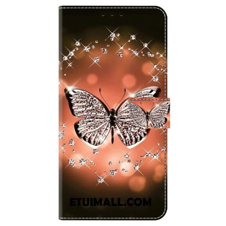 Etui Folio Do Samsung Galaxy S24 Plus 5g Kryształowy Motyl