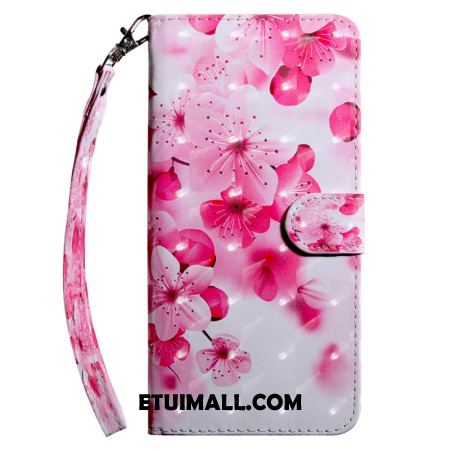 Etui Folio Do Xiaomi Redmi Note 13 4g CZerwone Kwiaty Z Paskiem