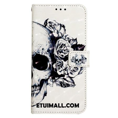 Etui Folio Do Xiaomi Redmi Note 13 4g Kwiatowa CZaszka Z Paskiem