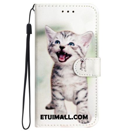 Etui Folio Do iPhone 16 Mały Kot Z Paskiem