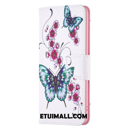 Etui Folio Do iPhone 16 Motyle Na Białym Tle