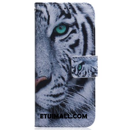 Etui Folio Do iPhone 16 Plus Biały Tygrys