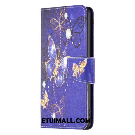 Etui Folio Do iPhone 16 Plus Fioletowe Motyle