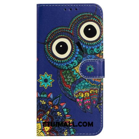 Etui Folio Do iPhone 16 Plus Niebieska Sowa Z Paskiem