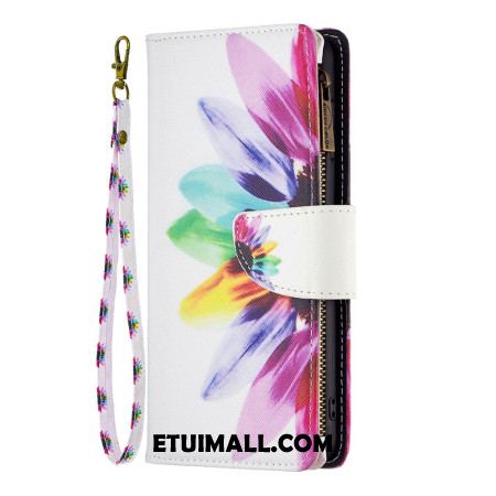 Etui Folio Do iPhone 16 Plus Portfel W Akwarelowe Kwiaty Z Paskiem