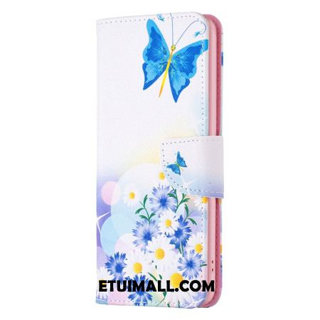 Etui Folio Do iPhone 16 Plus Wzór W Motyle I Kwiaty