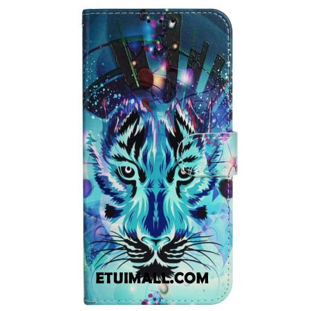 Etui Folio Do iPhone 16 Pro Max Kolorowy Wilk Z Paskiem