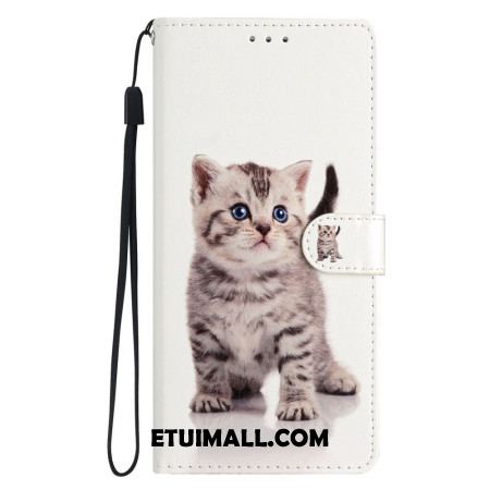 Etui Folio Do iPhone 16 Pro Max Słodki Kot Z Paskiem