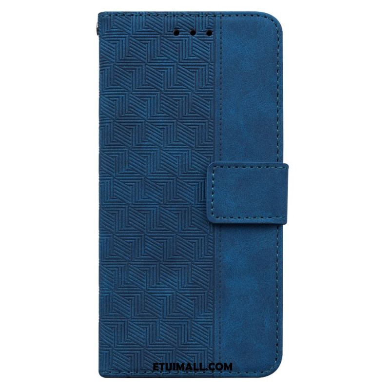 Etui Folio Do iPhone 16 Pro Tkany Wzór Na Ramiączkach