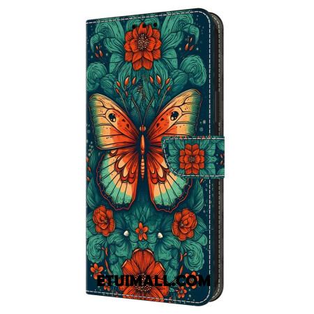 Etui Folio Google Pixel 9 Motyl Na Kwiecistym Tle