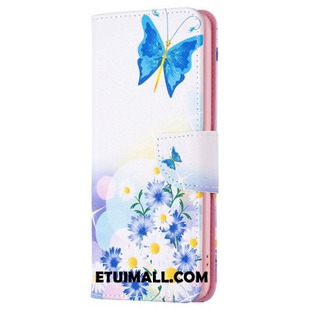 Etui Folio Oppo A98 5g Akwarela Z Motylami I Kwiatami