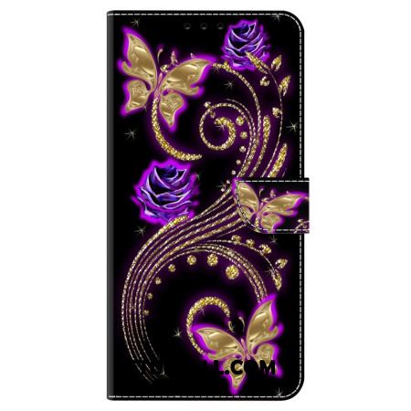 Etui Folio Oppo A98 5g Fioletowe Kwiaty I Motyle Etui Ochronne