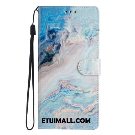 Etui Folio Oppo A98 5g Niebieski Marmur Z Paskiem