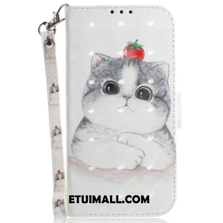 Etui Folio Oppo Reno 11 5g Kot I Truskawka Z Paskiem Etui Ochronne