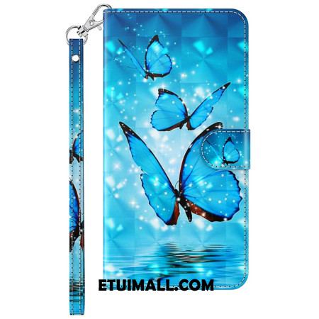 Etui Folio Samsung Galaxy A15 Niebieskie Motyle W Locie Z Paskiem