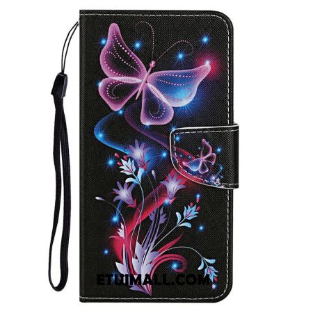 Etui Folio Samsung Galaxy A16 5g Świecące Motyle Etui Ochronne