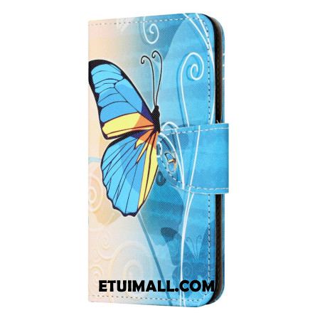 Etui Folio Samsung Galaxy A55 5g Żółty I Niebieski Motyl