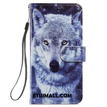 Etui Folio Samsung Galaxy S24 5g Biały Wilk Z Paskiem