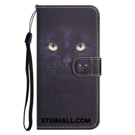 Etui Folio Samsung Galaxy S24 5g CZarne Kocie Oczy Z Paskiem Etui Ochronne