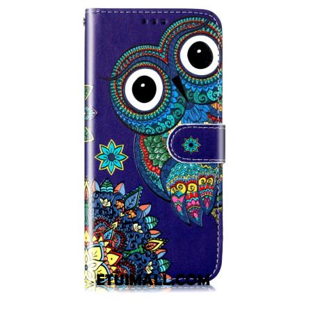 Etui Folio Samsung Galaxy S24 5g Niebieska Sowa Z Paskiem Etui Ochronne